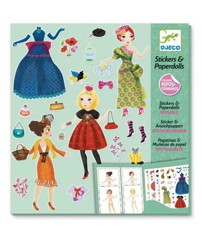 Djeco poppet & stickers van papier