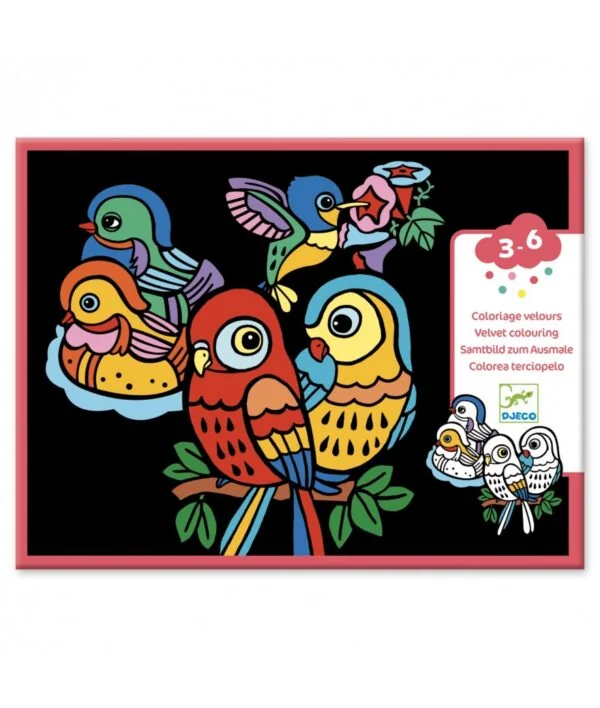 Djeco velour kleurplaat-vogels