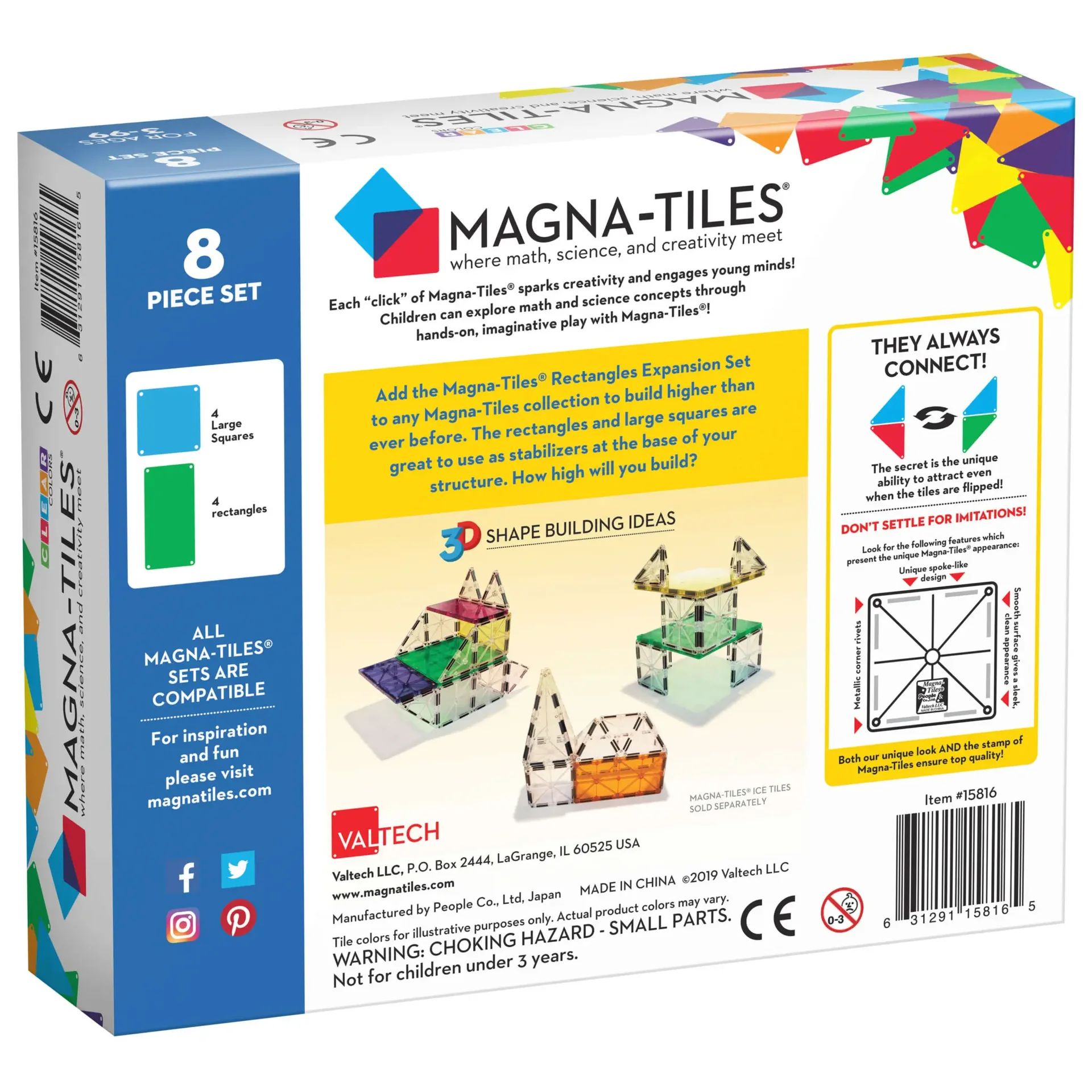 Magna-tiles rechthoeken 8 stuks uitbreiding