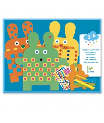 Papier weven + stickers kleven - konijnen